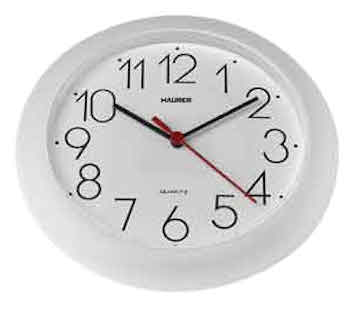 OROLOGIO DA PARETE IN PLASTICA BIANCA CON VETRO DIAMETRO 25CM MAURER