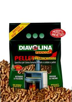 PELLET SPAZZACAMINO PER LA PULIZIA DELLE CANNE FUMARIE DIAVOLINA