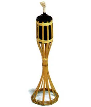 TORCIA BAMBU CON CONTENITORE PER OLIO LAMPANTE CM 35
