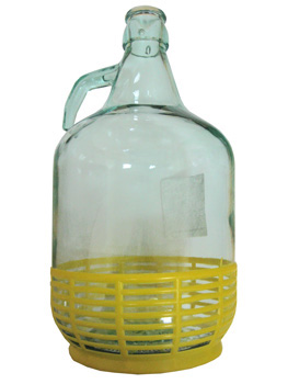 DAMA IN VETRO CON FONDELLO IN PLASTICA GIALLA DA 5LT