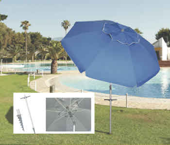 OMBRELLONE MARE ALLUMINIO 220 POLY UPF98 CON PICCHETTO