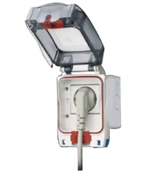QUADRO CON SPORTELLO ESTERNO IP56 E PRESA SCHUKO AVE