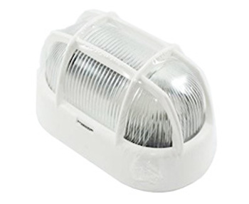 PLAFONIERA OVALE CON GABBIA BIANCO 60W IP44