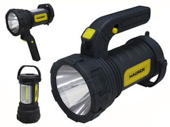 LANTERNA LED FASCIO LUMINOSO PROFONDO 3W FRONTALE+LATER 3STILO MAURER