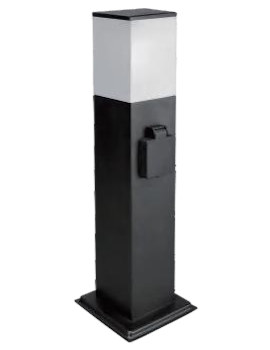 LAMPIONE PALO QUADRO NERO ALTO 60CM MAX 60W PRESA SUL PALO E27 PP