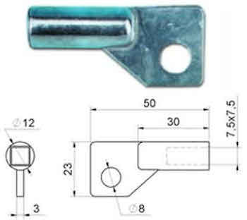 CHIAVE X  CHIAVISTELLO FEMMINA QUADRATA 7,5X 7,5 MM