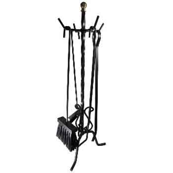 SET ACCESSORI CAMINO DA 5PZ MANICO C/POMOLI E PIANTANA CM 22X 58H