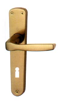 MANIGLIA CON PLACCA A FORO OVALE ALLUMINIO BRONZATO MILANO