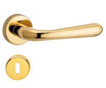 MANIGLIA CON ROSETTA FORO PATENT OTTONE LUCIDO MODELLO BETTY