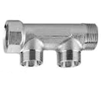 COLLETTORE DA 3/4 A 2 VIE USCITA 24X 19 OTTONE NICHELATO
