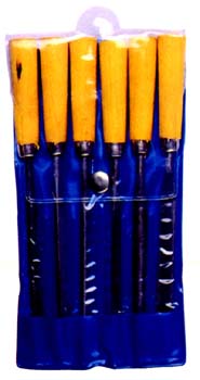 LIMA PER CHIAVI 4 POLLICI O 100MM CON MANICO LEGNO SET 6PZ MAURER
