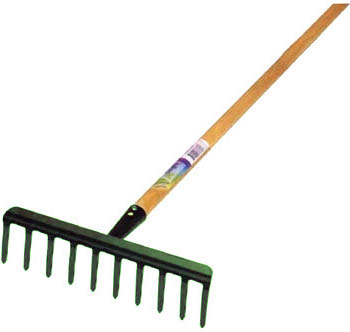 RASTRELLO 12 DENTI VERNICIATO CON MANICO LEGNO CM130 PAPILLON
