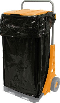 CARRELLO RIFIUTI FOGLIE PLASTICA CON COPERCHIO PAPILLON