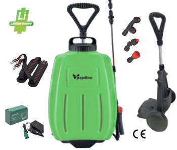 POMPA A SPALLA CARRELLABILE 16LT BATTERIA AL LITIO 12V 8AH PAPILLON