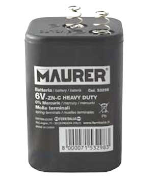 BATTERIA X LAMPADA STRADALE MERCURIO 6V QUADRA CON MOLLE MAURER