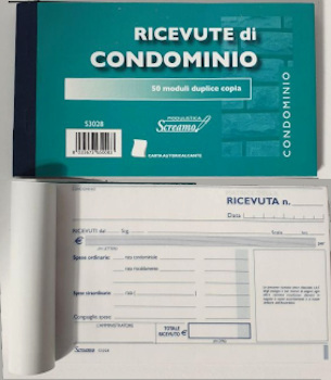 BLOCCO RICEVUTE CONDOMINIO 50/50 FOGLI IN CF DA PZ 2