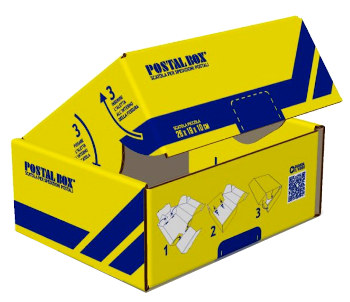 POSTALBOX  SCATOLA GIALLA S 26X 19X 10CM COMPLETA DI PORTADOCUMENTI